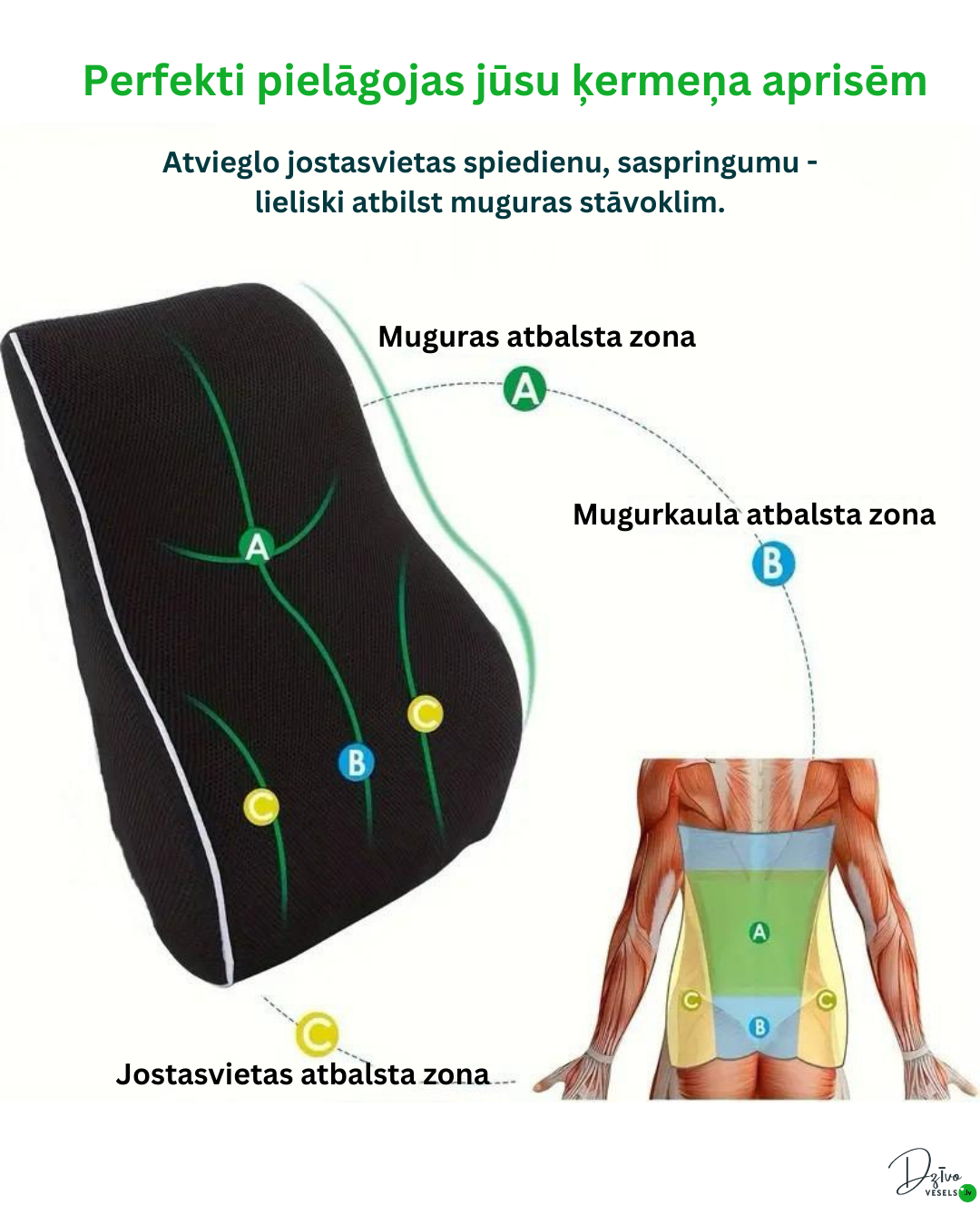 Ergonomiskais muguras spilvens